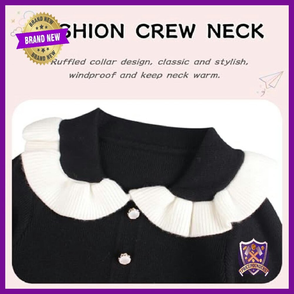 Toddler Girls Soft Warm Long Sleeve V-Neck Knitted Sweater Dress 2-6T - Picture 4 of 8